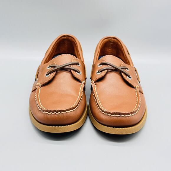 Sperry Shoes Men 8 Brown Leather Top Sider Boat Authentic Original 2 Eye Moc Toe - Picture 3 of 13